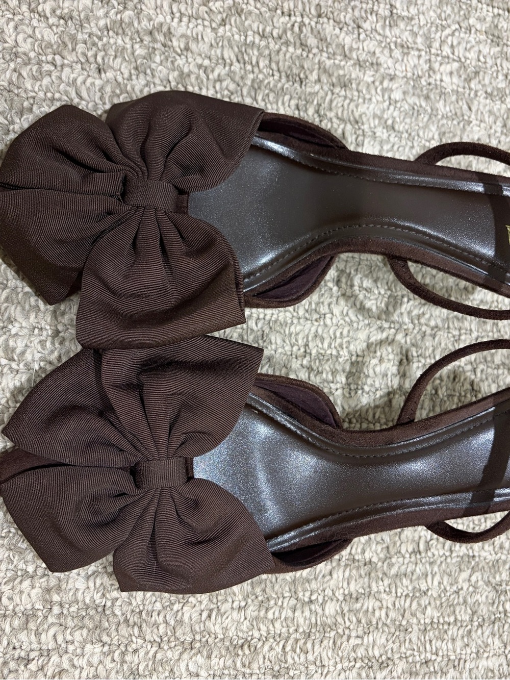 Zara Brown Bow-Strap Women's Heels - Picture 4 of 4